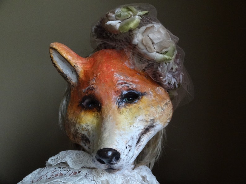 She so lovely Paper mache fox mask fox costume image 4