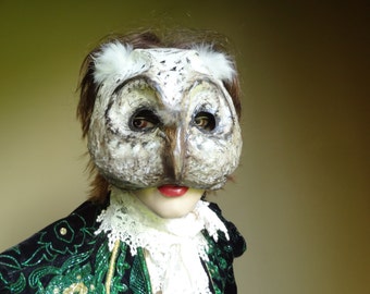 Paper mache owl mask, owl costume, bird mask