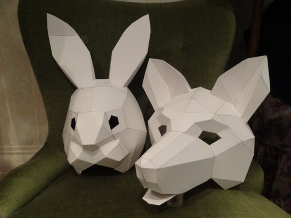 DIY Halloween Masks Make Your Own Rabbit Mask From Recycled Etsy