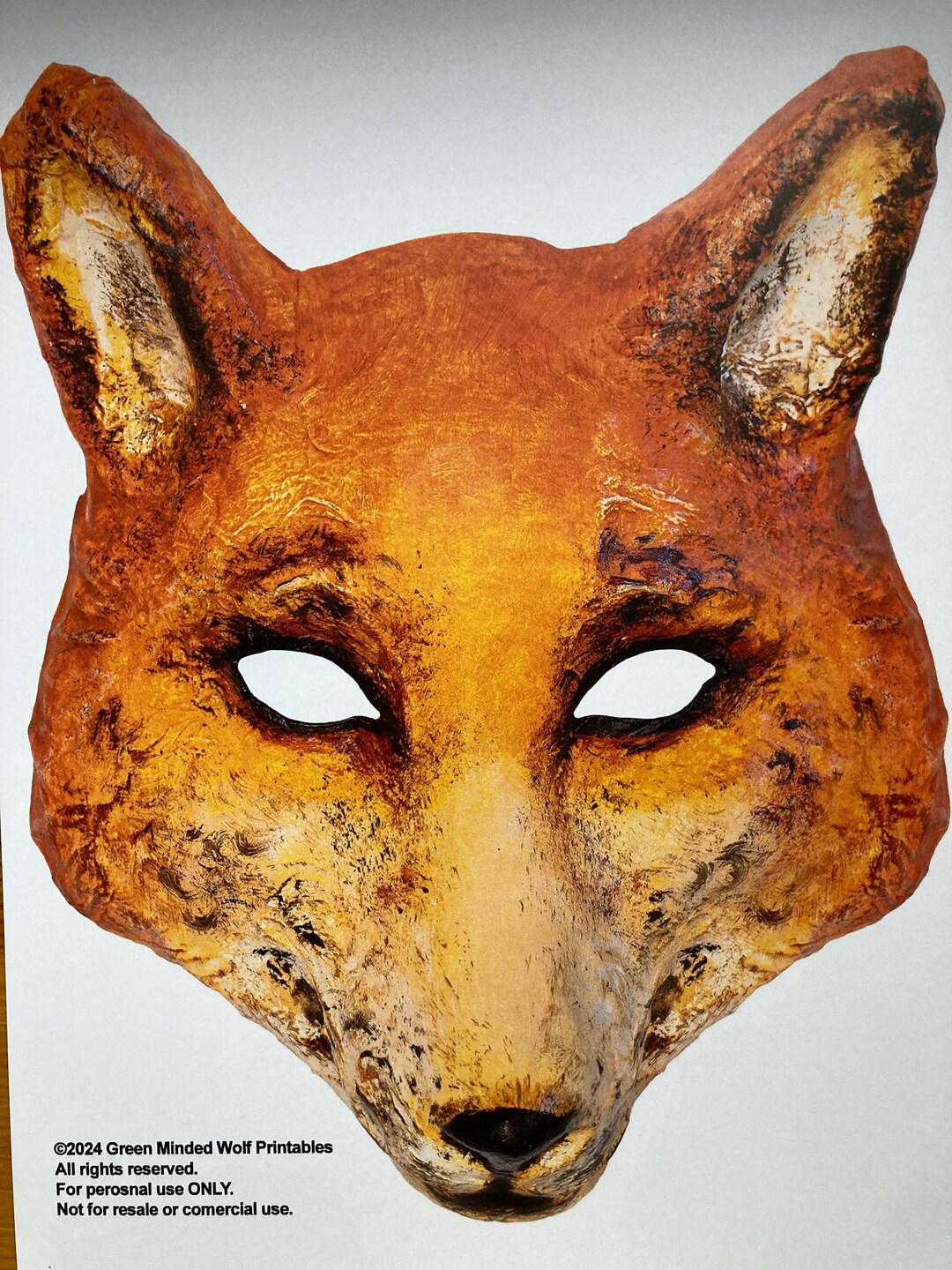 Fox Mask Shape FOX Mask, Halloween Mask, PDF Instant Download, Printable Mask, Animal ...