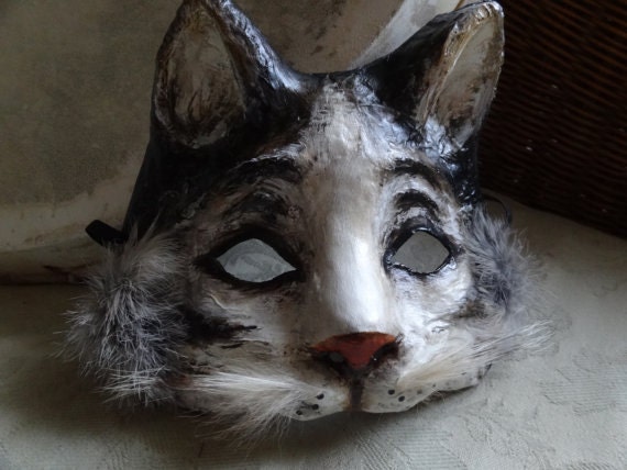 Paper Mache Cat Mask, Animal Mask 