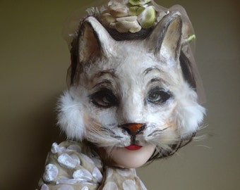 Kitty Cat Paper mache animal mask cat mask cat costume