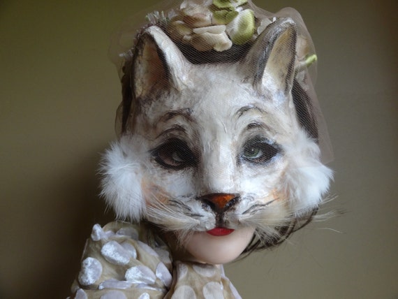 Kitty Cat Paper Mache Animal Masque Masque Chat Costume De Etsy