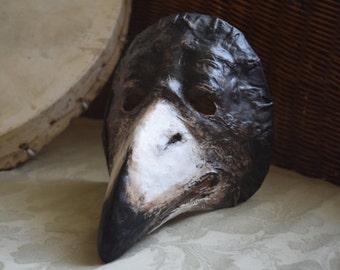 Crow mask Doctor plague mask Masquerade mask Paper mache mask Bird mask Bird costume Halloween mask  Papier mache mask