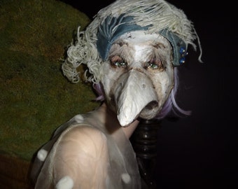 Crow mask Doctor plague mask Masquerade mask Paper mache mask Bird mask Bird costume Halloween mask  Papier mache mask