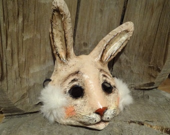 Paper mache rabbit mask bunny mask rabbit costume bunny costume Halloween mask Masquerade mask