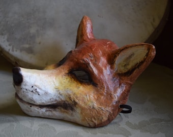 Fox mask Paper mache mask Fox mask Animal mask Fox head Fox costume Masquerade mask Carnival mask Party mask Fancy dress Face mask