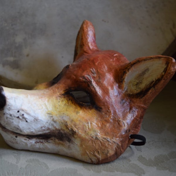 Fox mask Paper mache mask Fox mask Animal mask Fox head Fox costume Masquerade mask Carnival mask Party mask Fancy dress Face mask