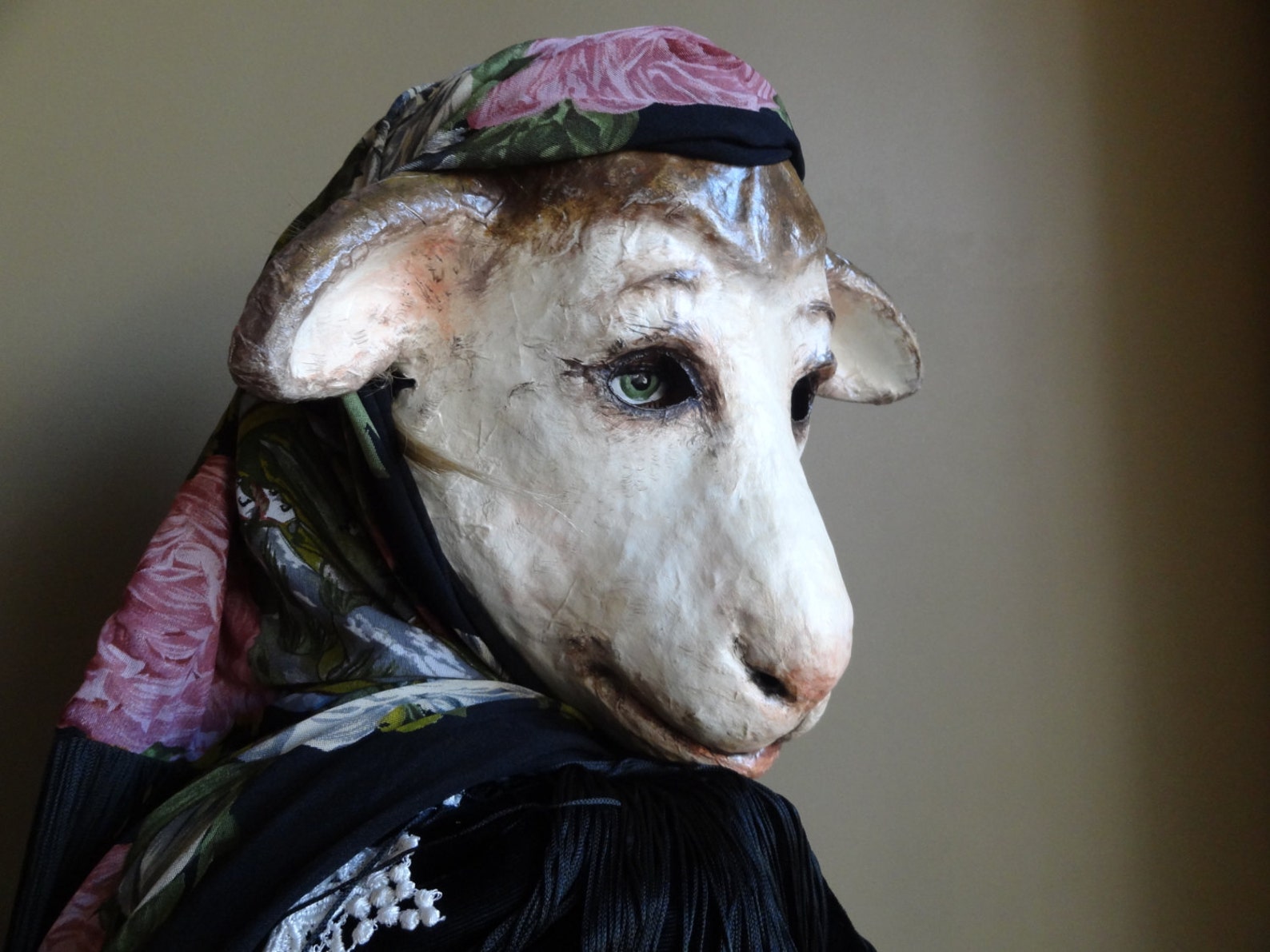 Paper mache sheep head mask Etsy