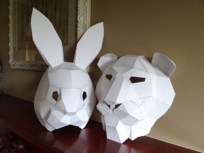 DIY Halloween mask, Make your own Lion Mask and Rabbit mask from recycled paper image 3