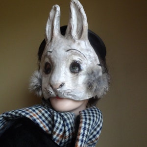 Paper animal masks Paper mache rabbit mask hare mask image 4