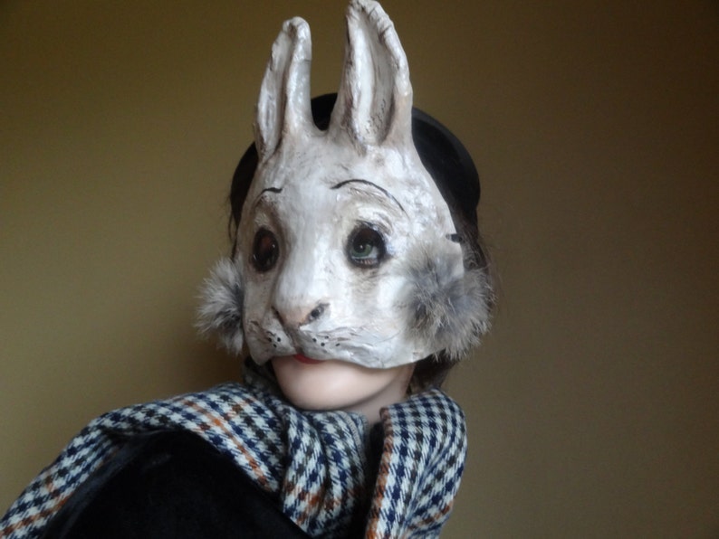 Paper animal masks Paper mache rabbit mask hare mask image 4
