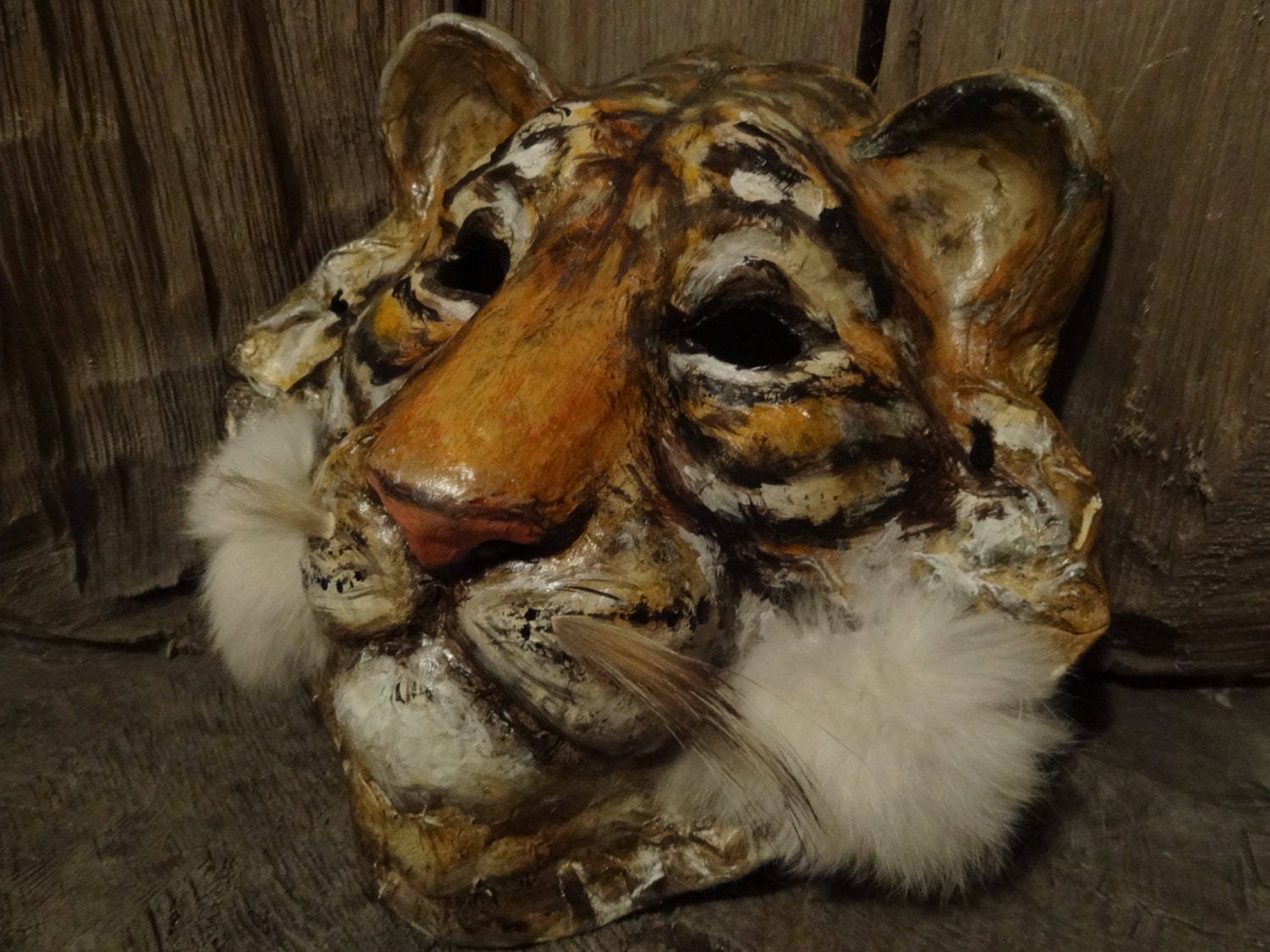 Animal Masks Paper Mache Tiger Mask Tiger Costume Before Etsy