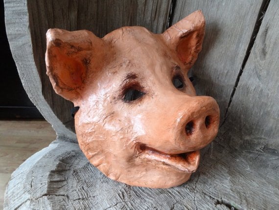 Pig Mask, Animal Mask, Masquerade Mask, Halloween Mask, Paper