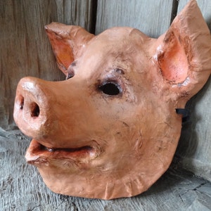 SCHWEIN-MASKE, Schweinekostüm, Halloween-Maske, Tiermaske, Herren-Maskerade, Halloween-Kostüm, handgemachte Maske, Pappmaché-Maske, Bauernhoftiere