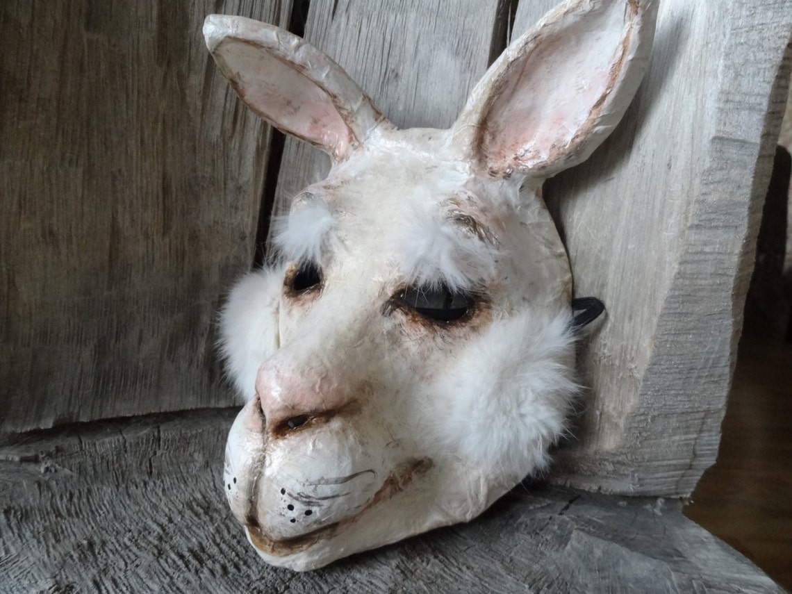 Papier Mache Rabbit Mask Bunny Mask Hare Mask Etsy