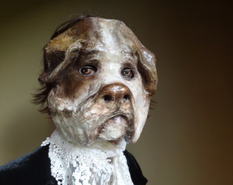 Handsome English Bulldog paper mache dog mask bulldog mask animal mask