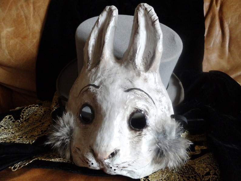 Paper animal masks Paper mache rabbit mask hare mask image 2