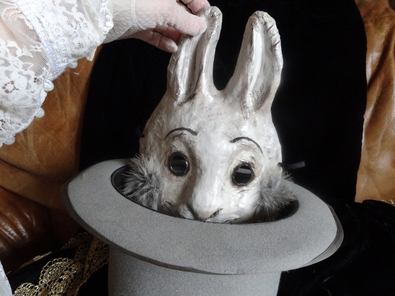 Paper animal masks Paper mache rabbit mask hare mask image 3