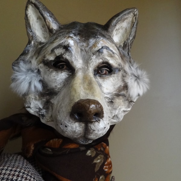Masques de mascarade Costume de loup de masque de loup mâché de papier