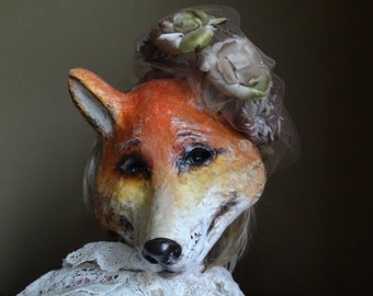 Halloween masks Paper mache fox mask fox costume, Fancy Dress