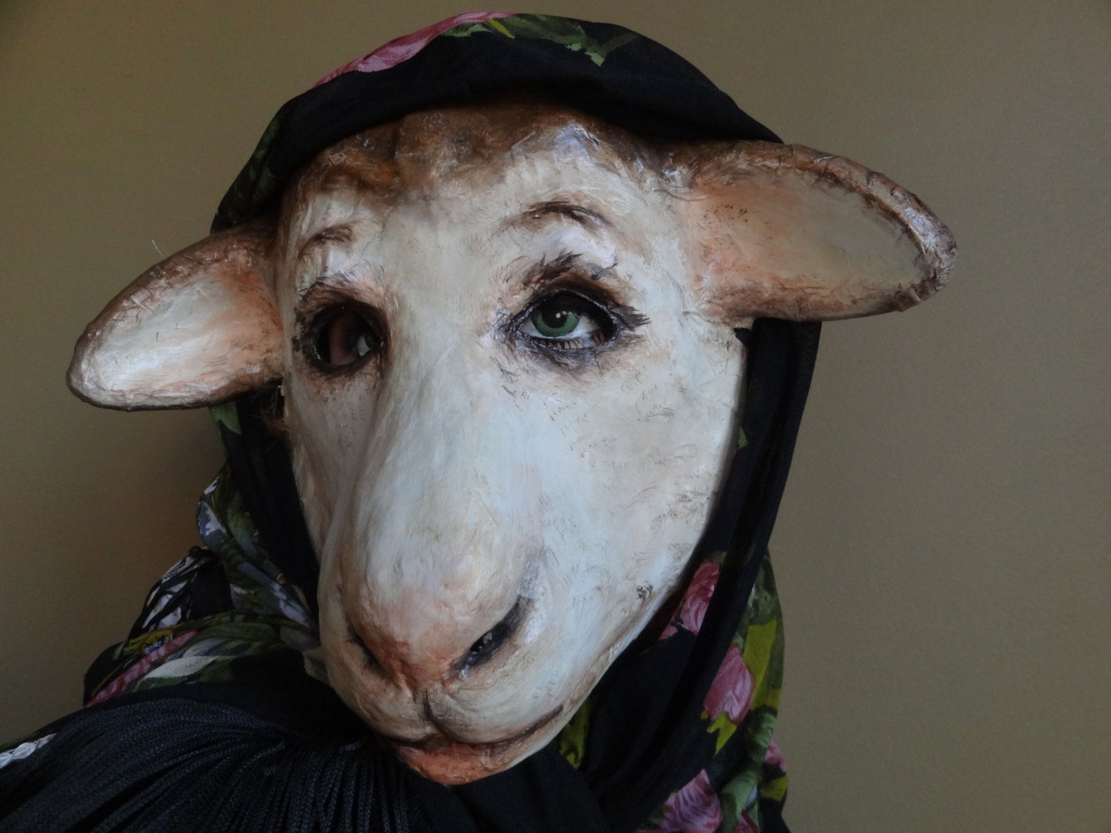 Paper Mache Sheep Head Mask Etsy