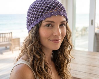 Crochet Mesh Beanie Pattern PDF, Summer Beanie Crochet Pattern, Easy Mesh Hat, Lightweight Crochet Hat, Festival Beanie