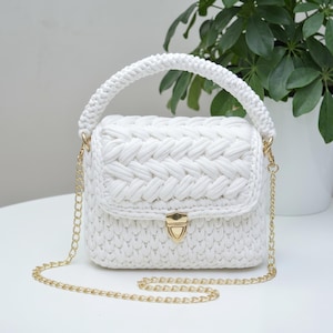Modèle de sac tressé au crochet (PDF), tutoriel pour sac à main en corde macramé texturée (téléchargement numérique)
