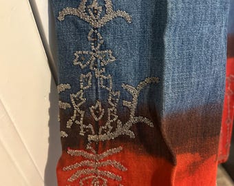 Vintage y2k Flare Jeans | Blue to Red Ombre, Beaded | “Parasuco” Brand