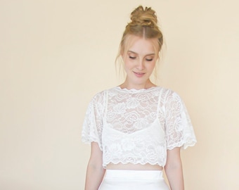 Bridal Lace top, Cropped Wedding Top  #2059