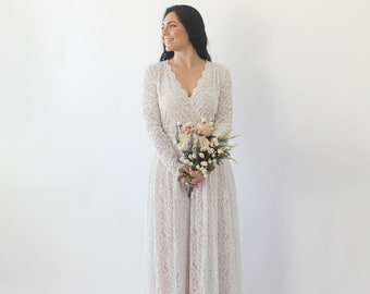 Curvy Ivory blush wedding dress with pockets #1268