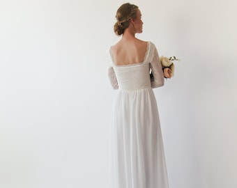 Ivory Square neckline wedding dress #1231