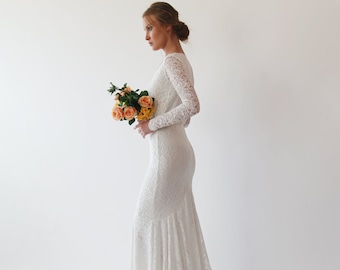 Ivory Wrap bohemian mermaid wedding dress #1255