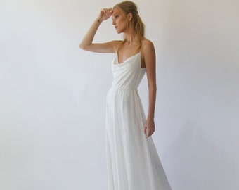 Ivory Draped lace wedding dress #1301