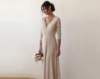 Golden Wrap lace wedding dress #1124