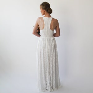 Halter neckline simple Ivory wedding dress with pockets , vintage inspired ,bohemian wedding dress #1221