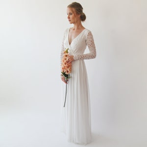 Bestseller  Ivory Wrap lace wedding dress with chiffon mesh #1256