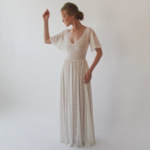 Bestseller Butterfly sleeves bohemian Ivory Blush color wedding dress 1232 image 2