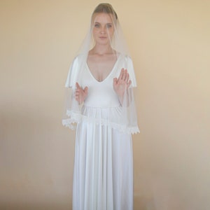Ivory Tulle Veil, vintage style soft wedding veil, custom length veil 4060 image 1