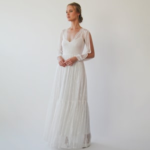 Bishop with  slit sleeves Ivory Wedding dress #1260