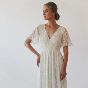 Bestseller Ivory Wrap lace bohemian wedding dress with pockets 1267 image 1