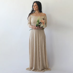 Curvy Champagne Off-The-Shoulder Dress #1119