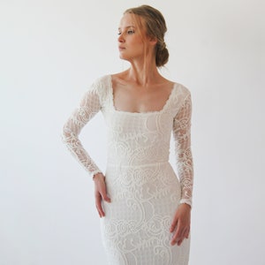 Ivory Mermaid wedding dress with square neckline #1245