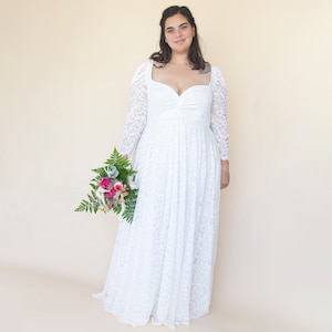 Curvy Ivory Sweetheart Wedding Dress With Puffy Sleeves #1333
