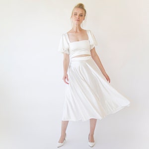 Wedding Dress Separates, Two Piece wedding outfit, Silky Wedding Midi Skirt and Silky Top #1357