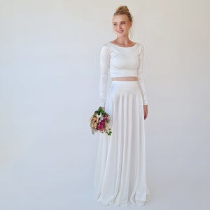 Wedding Dress Separates, Two Piece wedding outfit , Silky Wedding Maxi Skirt and Cropped Top #1356