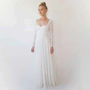 Ivory Sweetheart Lace Wedding Dress With Long Sleeves #1361