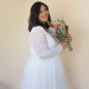 Bestseller Ivory Wedding Dress , Sheer Illusion Tulle Skirt on Lace #1315