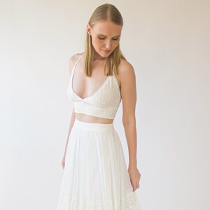 Bridal Lace top, Sexy  Cropped Wedding Top with deep V neckline and open back  #2064
