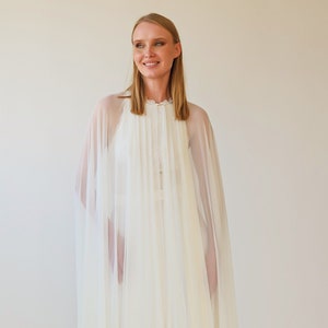 Chiffon mesh Ivory Cape with a Train #4071